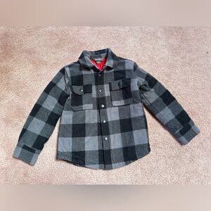 Kids Eddie Bauer Insulated Black and Gray Plaid Button-Up Shirt